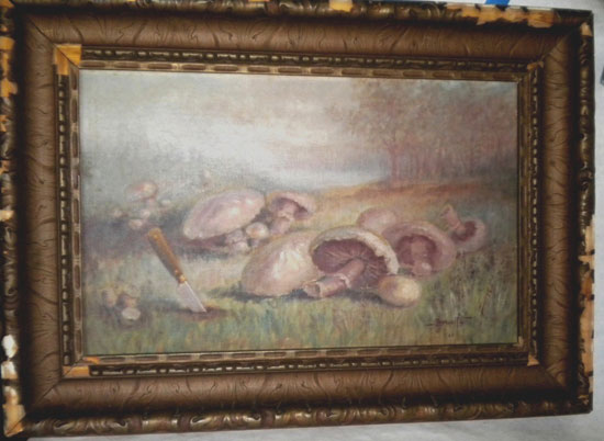 Signed Sopha Orene Bacon Bennett  Oil Painting - Mushrooms - c1916