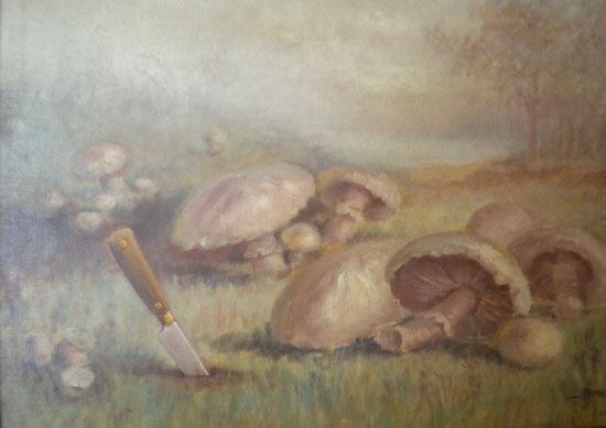 Signed Sopha Orene Bacon Bennett  Oil Painting - Mushrooms - c1916